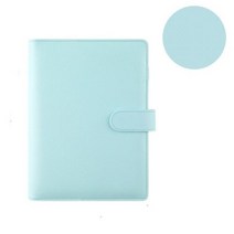 마카롱 컬러 A6A5 가죽 DIY 바인더 노트북 커버 다이어리 일정 플래너 종이 학교 문구, A6, Blue