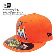 [뉴에라][슈즈네][정품] MLB 어센틱 마이애미 말린스 로드(어웨이) 야구모자 사이즈캡 59FIFTY 메이저리그 선수모자 미국직배송