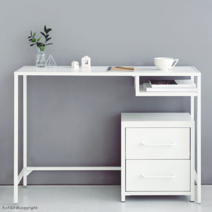 일자 책상 원륨 테이블 소형 조립형, 화이트