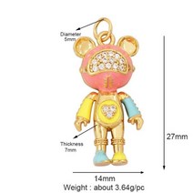 금토끼 선물 장식 소품 순금 황금 고급 귀여운 새 고양이 토끼 올빼미 여우 동물의 매력 펜던트 독특한 곰 코끼리 18K 골드 지르콘 목걸이 팔찌 보석 공급, 17 L434905-믹스 핑크