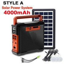 태양광정원등 휴대용 발전소 태양 광 발전기 키트 전지 패널 및 3 LED 전구 손전등 가정용 비상 백업 캠핑, 01 A-Solar Generator