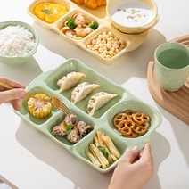 시크라이프 5칸 도자기식판 손잡이 달린 다이어트 식판, 민트
