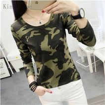 [Kingfishe]여자 밀리터리룩 티셔츠 봄가을 긴팔 티셔츠 bh5zhuo45