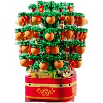 신년 오렌지 트리 호환 키덜트 레고 블럭 브릭 럭키 크리스마스 트리 뮤직 박스 신년 이브 디너 빌딩 블록 선물 장난감, 단일사이즈, 새해 전야 만찬