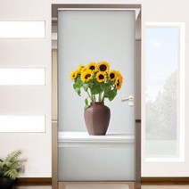 재물해바라기화분 현관문시트지.꾸밈