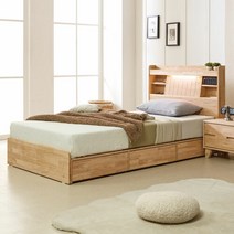 가이온 스칸 LED 수납형 원목 침대 SS+본넬 CL라텍스20T, 내추럴