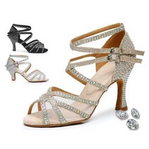 댄스 스포츠화 라인 댄스화 사교 재즈 플로어 댄스 슈즈, 상세 페이지 참고, 34 블랙 9cm 힐 (실내 퍼솔)