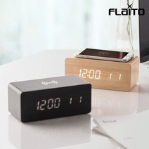 스마트폰 무선충전 미니 탁상시계 조용한 무소음시계 날짜시계 야간모드 밝기조절 기념품 제작, 02_블랙