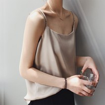 실크 끈조절 나시 블라우스 슬리브리스