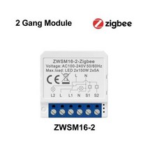 Aubess-ZigBee 3.0 스마트 회로 스위치 모듈 중성선 필요 지원 양방향 제어 스위치 알렉사 구글 홈으로 작동, 2 Gang