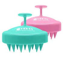 두피관리용 머리마사지기 HEETA 모발 성장을 위한 두피 마사지기 샴푸 브러시 2팩 실리콘이 포함된 스크러버 습식 및 건식 엉킴 제거기블랙 퍼플, [04] 그린 &amp; 핑크