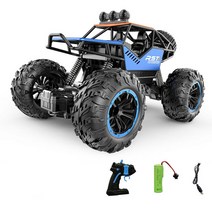 어라운드뷰 2 4g rc 등반 장난감 1:18 원격 제어 bigfoot 오프로드 차량 장난감 모델 rc 2wd 모델 성인 장난감 후방 카메라, 파란색