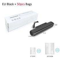 식품 진공 씰러 포장 기계 50pcs Z-21 자동 가정용 씰링 220V, CHINA_Black 50pcs Bags | EU 플러