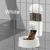 고양이 자동 급수기 음수대 강아지 애완 동물 그릇 케이지 걸이식 피더 물병 음식 용기 디스펜서 토끼 먹이를 위한, [01] White-Food