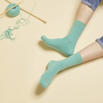 PL-009 삭스핏 에메랄드 멜란지 플레인 크루삭스 아동양말 초등학생양말 (210-230mm)