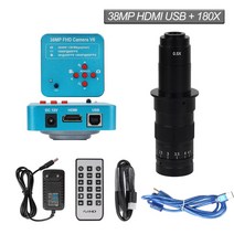 광학현미경 디지털 현미경 전자확대경 고배율 VGA 13MP 단안 현미경 디지털 카메라 세트 130X 또는 조정, 02 38MP HDMI USB 180X