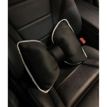 블랙곤약젤리 차량 쿠션세트 베개 여자 자동차용품 새차꾸미기 여자친구 예쁜신차선물 인테리어, 곤약젤리허리쿠션(1개)
