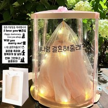 파티지엥 결혼기념일 신혼부부 결혼 선물 웨딩드레스 미니어처 + 레터링스티커북 + 투명쇼핑백, 2. 베이직 드레스(핑크)