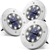 태양광 8LED 정원등 X 3개입 바닥등 잔디등 태양열 야외 경관 조명 JS8LED-3P, 하얀빛-3P