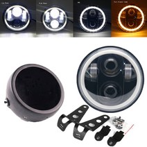 할리 스포츠스터 혼다 트라이엄프 스피드 트리플 아이언 883 5.75 인치 LED 원형 오토바이 헤드라이트 H/, 01 Housing and lights