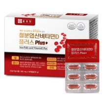 종근당 엽산 헤모글로빈 빈혈 영양제 철분제 빈혈에좋은 철분약 여성 산모 약 비타민, 60캡슐, 3개, 60정