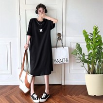 여성 반팔 롱원피스티셔츠 목걸이
