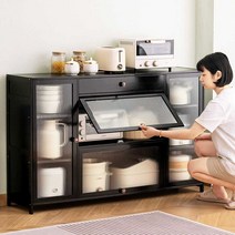 수납장 거실 주방 반투명 빈티지 북유럽스타일 수납장, 블랙 A