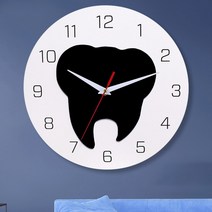 독특한 치과 벽시계 아크릴 치아 모형 이빨 모양 시계 병원 무소음 벽 걸이 인테리어 장식, 검정색 치아