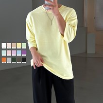 빠델 남자 사계절 데일리 특양면 오버핏 스판 7부 반팔 티셔츠