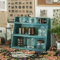 미니 원목 인테리어 장식장 메를로 지중해블루 엔틱 빈티지 테이블위 진열장 쥬얼리 커피 약통 소품 정리함 5, 3단 지중해블루