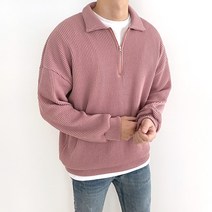 애드매이브 남자 스판 골지 카라 반집업 오버핏 니트지 맨투맨(8color)