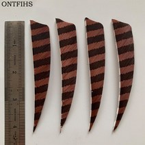 튼튼한 다트 오른쪽/왼쪽 날개 4 인치 스트라이프 화살표 깃털 쉴드 컷 터키 양궁 사냥 슈팅용 DIY 액세서리 50 개, [13] 브라운