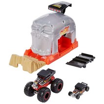Hot Wheels 몬스터 트럭 피트 & 런치 플레이 세트 및 1:64 자동차 포함 팀 본 쉐이커