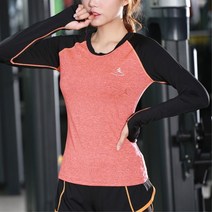 여성 헬스 요가 웨어 긴팔 트레이닝 티셔츠 오렌지색 긴팔티 _ 7501209EA