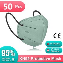 성인 마스크 KN95 FPP2 Homologada 5 레이어 Colores Morandi 2 페이스 KN 95, 16 50pcs-green-Adult, 한개옵션1