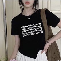 시크한 절개 디자인 감각 레터링 숏 티셔츠 여름 작은 키의 아메리칸 코디 상의