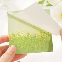 유화 계절 메모지 100매 유화메모지 떡메모지 명화 메모잇 꽃 빈티지다꾸 다이어리 꾸미기 문구 떡메 떡매, 노란파도