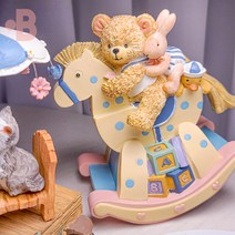 본디자인랩 흔들목마 테디베어 토끼 오르골 아이방 꾸미기 출산선물 소품, 흔들목마 테디베어 오르골 (MP 405)-캐논 오르골