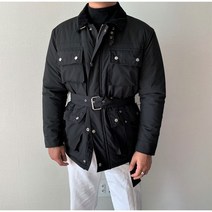 남자 겨울 다운점퍼 경량 포켓 야상 벨트 바버 필드 자켓