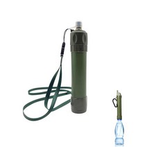 야외 식수 여과 정수기 비상 생활 휴대용 생존 밀짚 물 필터 낚시 등산 여행 캠핑, [01] Army Green