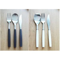모던 블랙 화이트 컬러 무광 커트러리 고급수저세트, 블랙브라운 포크