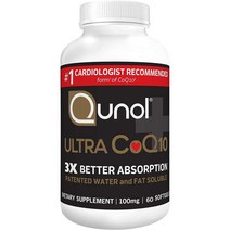 미국직구 쿠놀 울트라 CoQ10 100mg 업저브력 3배 코엔자임 Q10 특허 물 및 지방 수용성 네츄럴 서플먼트 형태 60카운트 소프트젤, 수량, 상세참조