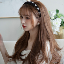Makone 에이치티코퍼레이션 웨이브 스트레이트 티안나는 여자가발 앞머리 자연스러운, 1개, [모델 착용] 내추럴 블랙 헤어밴드