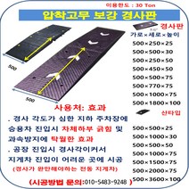 압착고무 진입판 500-1000-30 흑 (산타입) 고강도 차량 바닥긁힘방지 점포진입판 상가진입판 휠체어 지하주차장 급경사완화 주차장 진입 경사턱 진입턱 공장파이프통과 지게차용