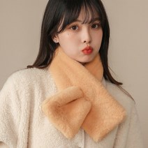 따뜻하고 두꺼운 인조 토끼털 플러시 크로스 칼라 목도리 스카프 여성용 단색 우아하고 부드럽고 편안한 목도리 겨울