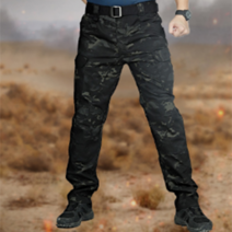 남자점프수트점프슈트작업복멜빵작업복 남성용 여름 카고 바지 아웃도어 내마모성 작업 방수 하이킹 육군 전술 와이드 팬츠, [06] 3XL, [06] Black camo