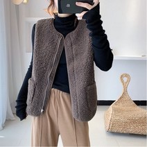 언니닷컴 털 뽀글이 조끼 3color 간절기 꽃샘추위 봄 털 집업 이너