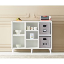 국내제작 7칸 인테리어 소품 주방 보조장 120cm 탕비실 여자아이방 정수기, 블랙화이트