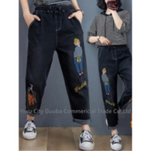 기모 융 청바지 여성 스트레이트핏 일자 와이드 루즈핏 겨울 두꺼운 빅사이즈 긴바지 클래식 자수 배기 팬츠 스트레이트진