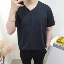 마이클로드빅사이즈 무지 보카시 라운드넥 브이넥 기본 오버핏 커플 반팔티